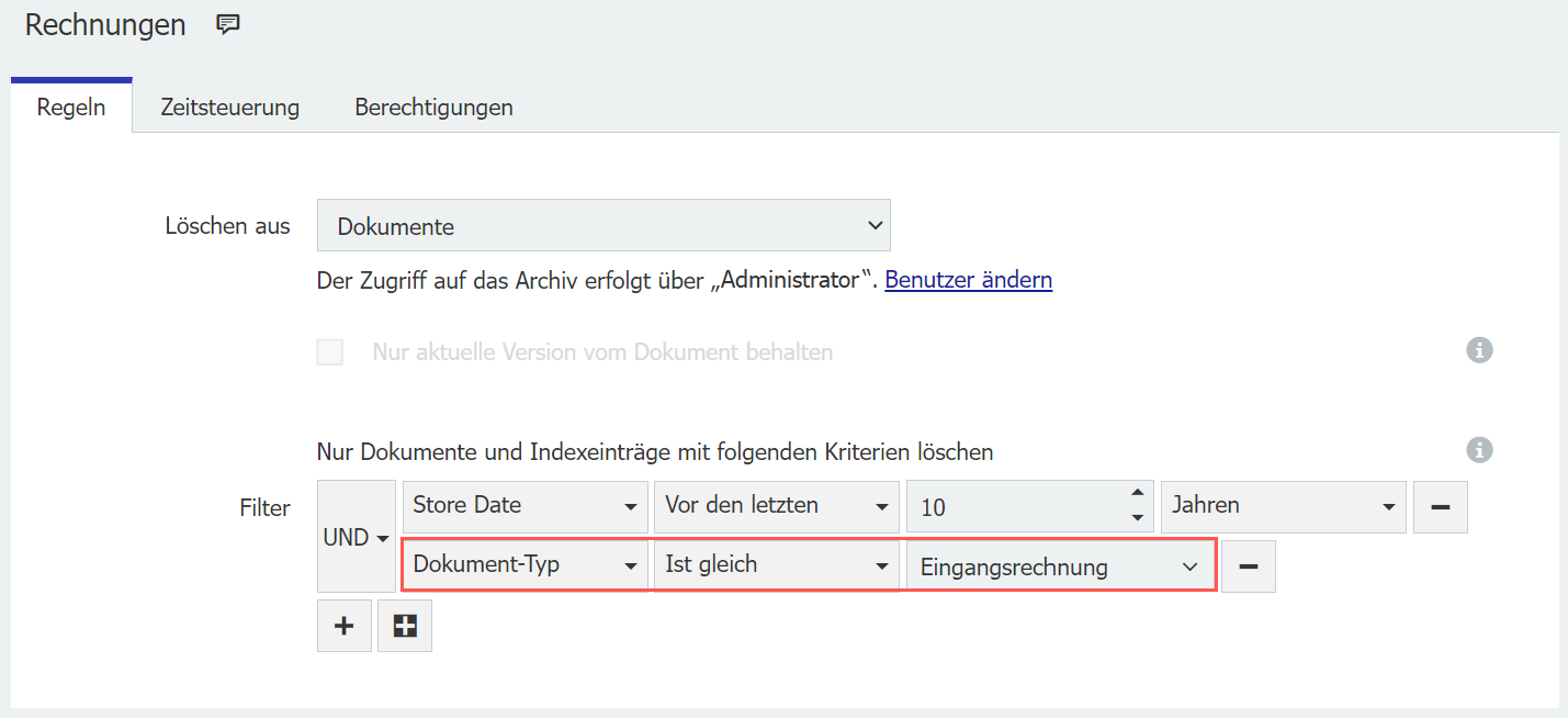 Loeschregeln Details hinzufuegen
